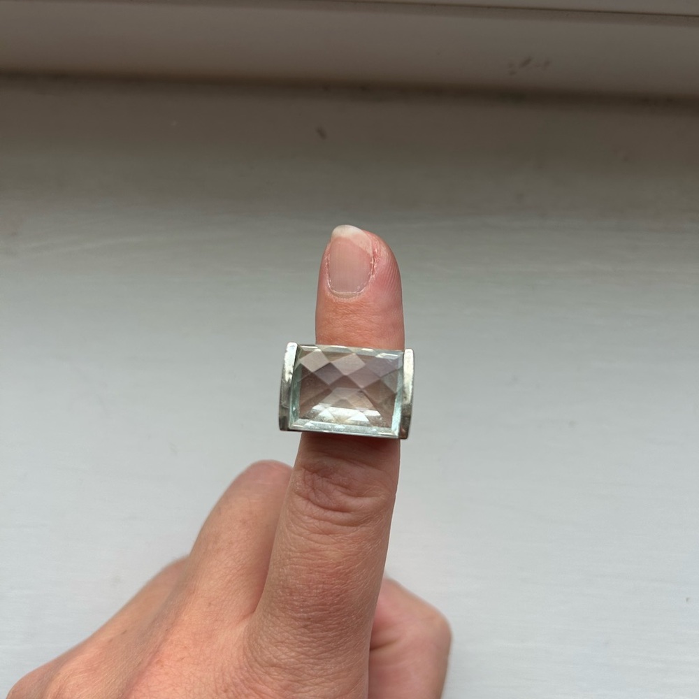 Sterling silver 925 Statement Ring with checkered stone